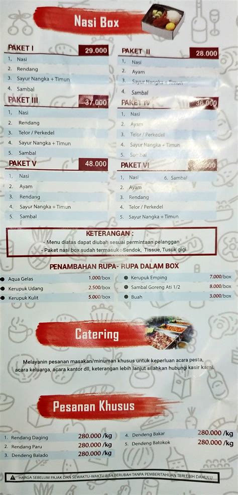 Menu at Rumah Makan Sederhana restaurant, Jakarta, Jl. Melawai 4 No.B 6 ...