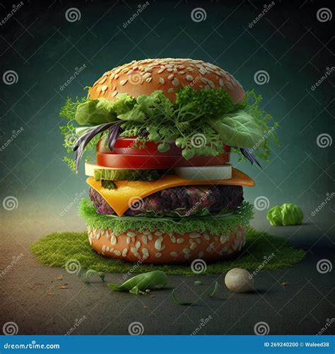 Creative Vegan Burger Concept Burger Made With Vegetable Ingredients