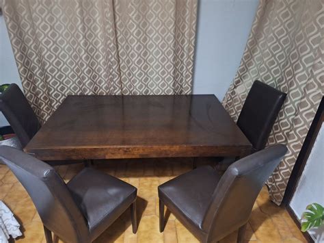 Mesa De Jantar Em Madeira Extensivel 4 Cadeiras Fechada 150cm 91c