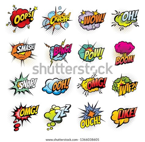 Comic Book Bubbles Sound Blasts Icons Stock Vector Royalty Free