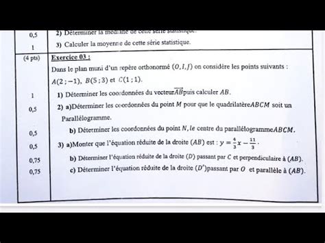 BOM Examen Régional Région Fès Meknès 2023 Exercice 3 Repère