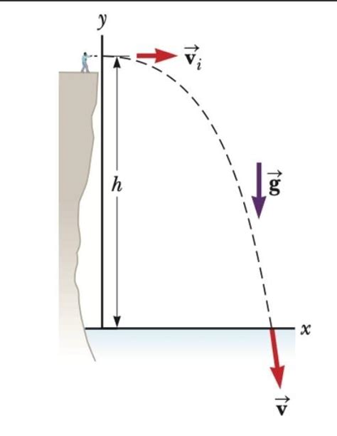 Solved A Rock Is Thrown Off The Cliff Horizontally With The Chegg