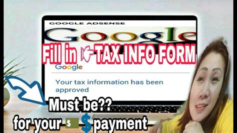 Google AdSense TAX FORM How To Fill Up Songback YouTube