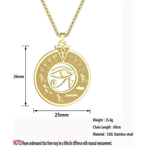 Collier Œil D Horus Pour Homme En Acier Inoxydable Avec Pendentif En