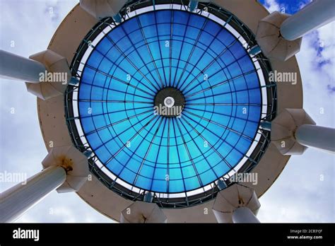 Blue Glass Transparent Dome Bottom View At Sunny Day Stock Photo Alamy