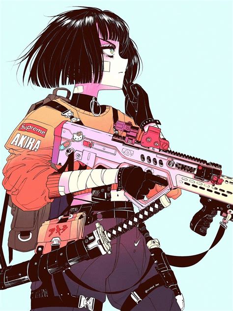 Aesthetic Anime Girl With Gun | Anime Girl