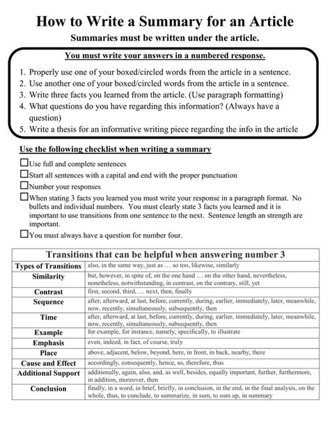 How To Write A Summary For An Article