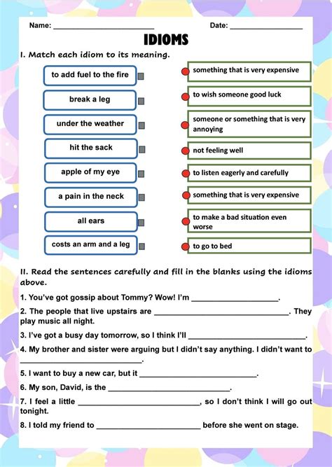 Best 12 Idioms Worksheet Meaning Of Idioms Idioms Practice What Idioms