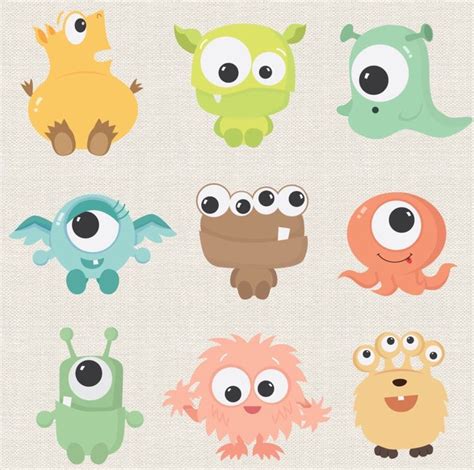 Cute Baby Monsters Monstruos Tiernos Ilustración De Monstruo