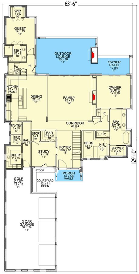 Contemporary Hill Country House Plan With Car Courtyard Entry Garage