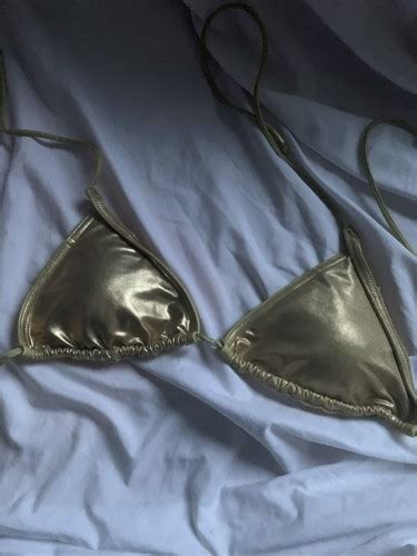 Gold Metallic Triangle Bikini Top Small EBay
