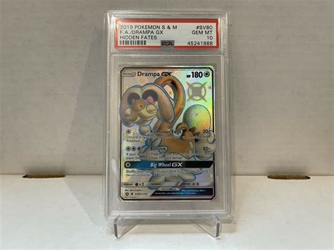 Psa Pokemon Hidden Fates Sv Full Art Shiny Drampa Gx Values