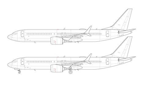 Boeing 737-9 MAX blank illustration templates – Norebbo