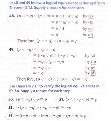 Solved In And Below A Logical Equivalence Is Derived Chegg