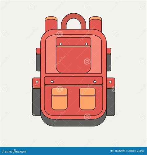 Red Backpack Isolated On White Background Flat Style Trendy Modern