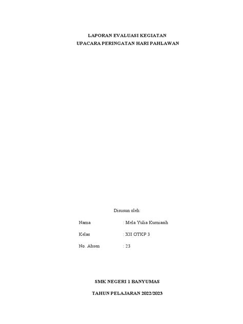 Laporan Evaluasi Kegiatan Pdf Perjalanan