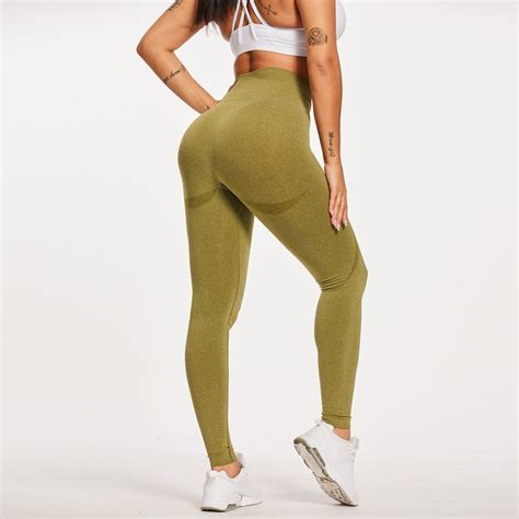 Crescent Pattern High Waist Seamless Leggings Women Gym Hip Up Tight