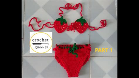 How to crochet baby strawberry bikini part 1 cách móc bikini dâu tây cho bé 1 tuổi phần 1