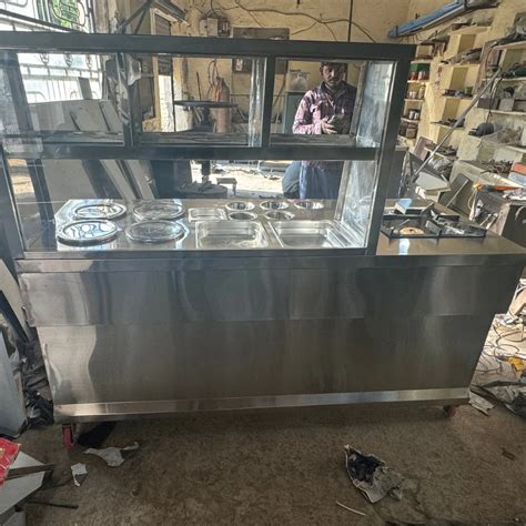 Stainless Steel Golgappa Chaat Display Counter For Restaurant At Rs