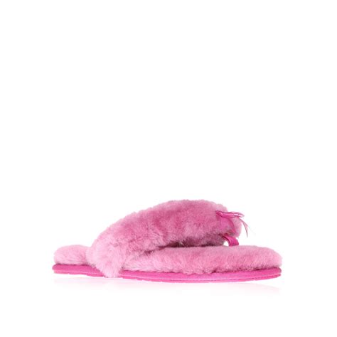 Ugg Fluff Flip Flop Style Slippers In Pink Lyst