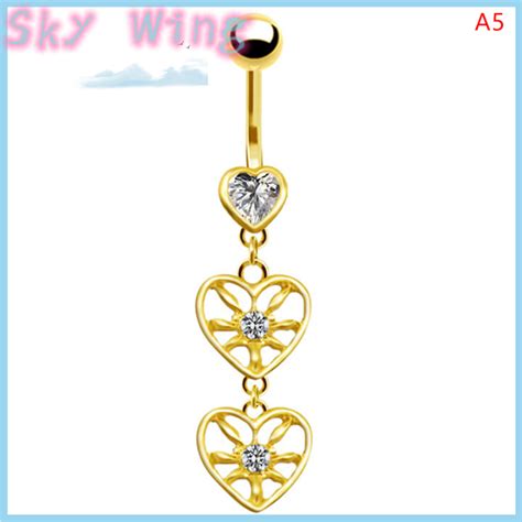 Sky Wing Heart Belly Button Ring Navel Piercing Ring Stainless Steel