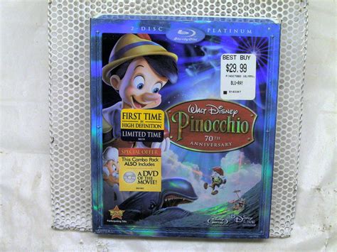 Pinocchio 70th Anniversary 2 Disc Platinum Blu Ray DVD Disc Set Very Good