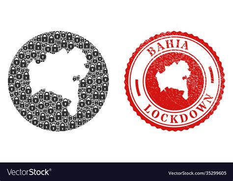 Lockdown Watermark Seal And Locks Mosaic Stencil Vector Image