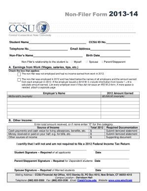 Fillable Online Set Ccsu Non Filer Form Set Ccsu Fax Email