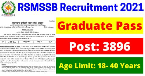 Rsmssb Jobs Notification For Village Development Officer