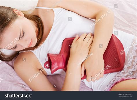 Woman Lying Bed Hot Water Bag Stock Photo Shutterstock