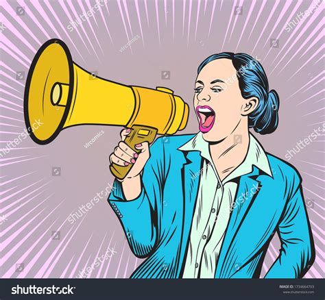 Woman Speaking Megaphone Pop Art Retro Stock Vector Royalty Free