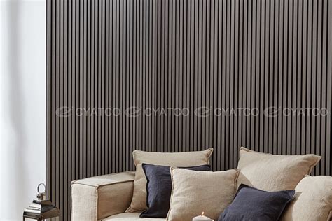 Mm X Mm Grey Oak Wood Slat Panels Soundproof Paneling Cyatco