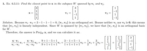 Orthogonal Projection Formula