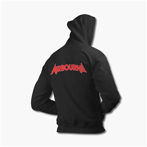 Airbourne Zip Up Hoodie, Airbourne Logo Black Zipper Hooded Sweatshirt ...