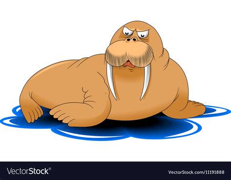 Cartoon Walrus Royalty Free Vector Image Vectorstock