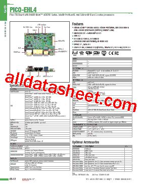 PICO EHL4 A11 0003 Datasheet PDF AAEON Technology