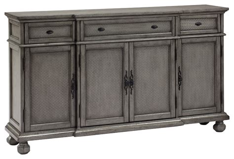 Three Drawer Four Door Credenza Kino Burnished Gray Farmhouse