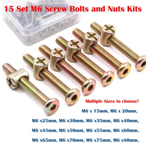 15 Pcs M6 Bolts Nuts Hex Socket Cap Screws Kit Replacement Kit For Crib Bunk Bed Ebay