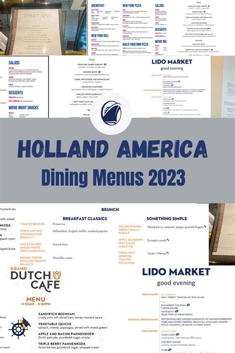 Holland America Menus 2023