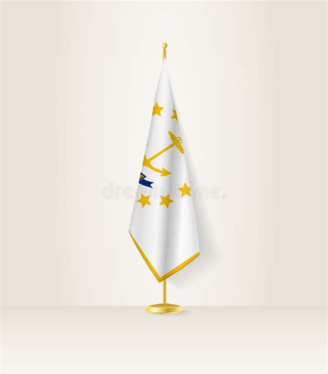 Rhode Island Flag On A Flag Stand Stock Vector Illustration Of