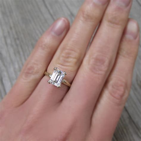 Emerald Cut Forever One Or Supernova Moissanite Twig Engagement Ring 1