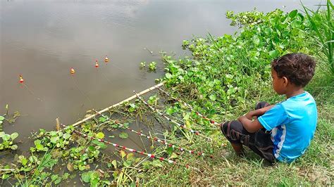 Amazing Unique Hook Fishing Technique Form Pond Village Boy Hunting Big