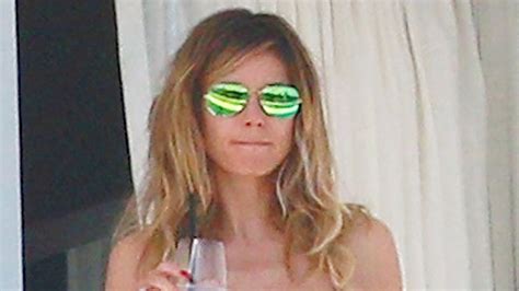 Heidi Klum Goes Topless In Just A Bikini Bottom On Vacation With