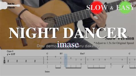 Night Dancer Imase Fingerstyle Guitar Tab Slow Easy Youtube