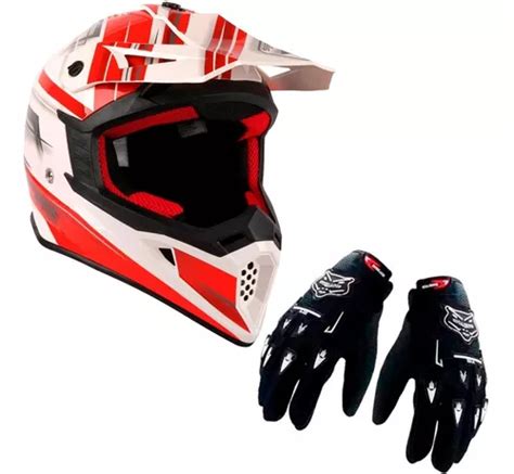 Kit Casco Cross Max V Rym Guantes Atv Enduro Fas Motos