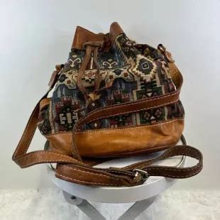 Vintage Leather Tapestry Bohemian Southwestern Aztec Bucket Bag