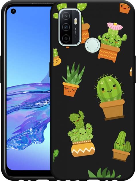 Oppo A53 A53s Hoesje Zwart Happy Cactus Designed By Cazy Bol