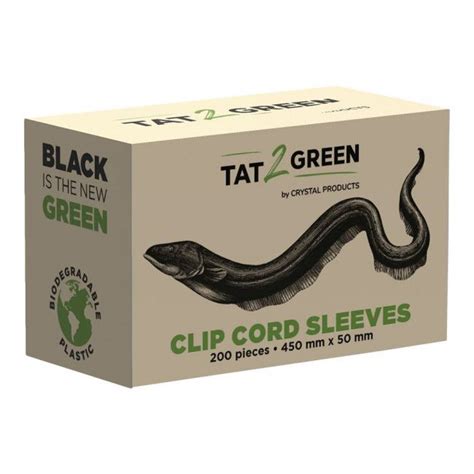 Tat2green Clip Cord Sleeves Pre Cut Black 450 Mm X 50 Mm Box