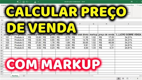 Como Calcular O Pre O De Venda No Excel Markup Youtube