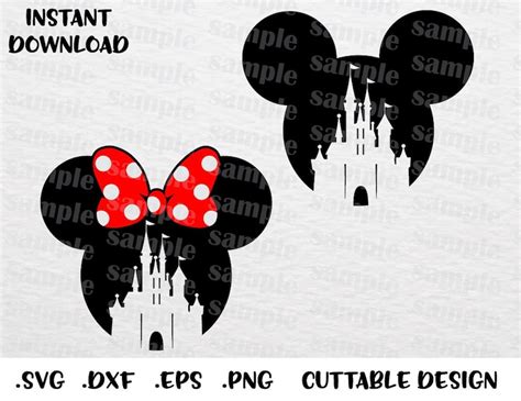 Castle Mickey And Minnie Mouse Ears Disney Inspired Cutting Etsy